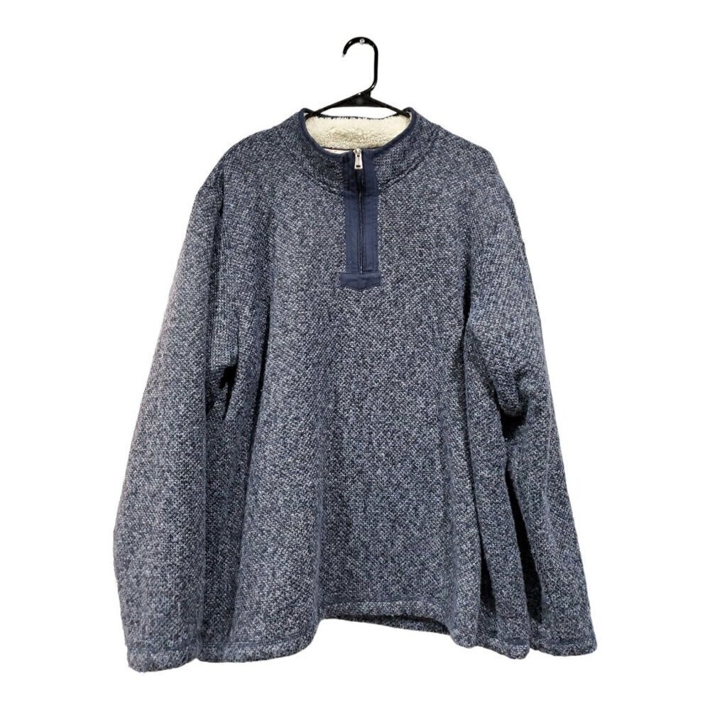 Orvis Men's XXL Sherpa Fleece Lined 1/4 Quarter Zip Pullover Sweater Blue
